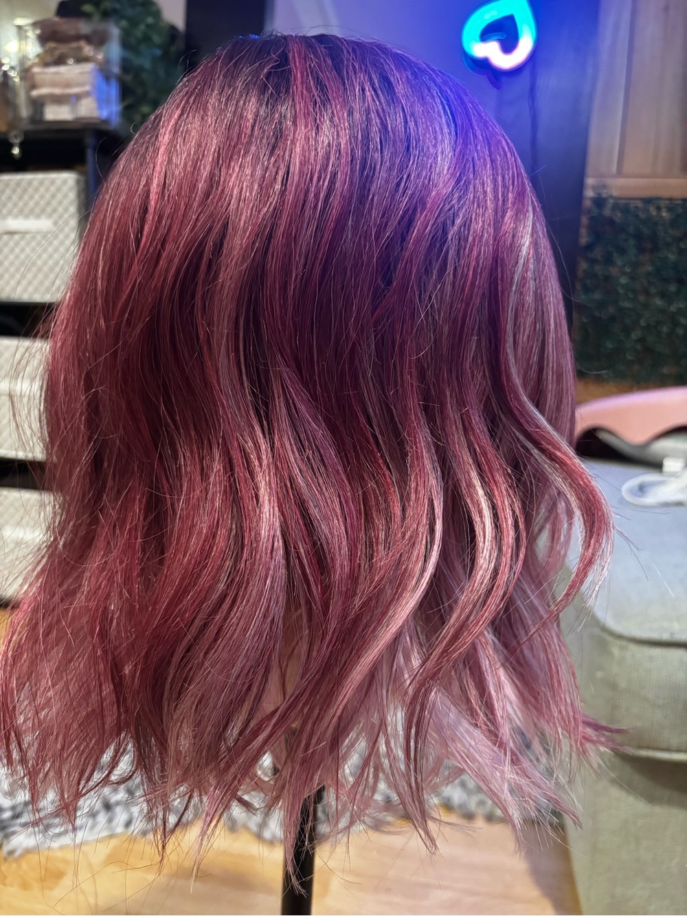 CSC Luxury Burgundy Wavy Synthetic Wig with Side Part - Women’s Fashion Hair